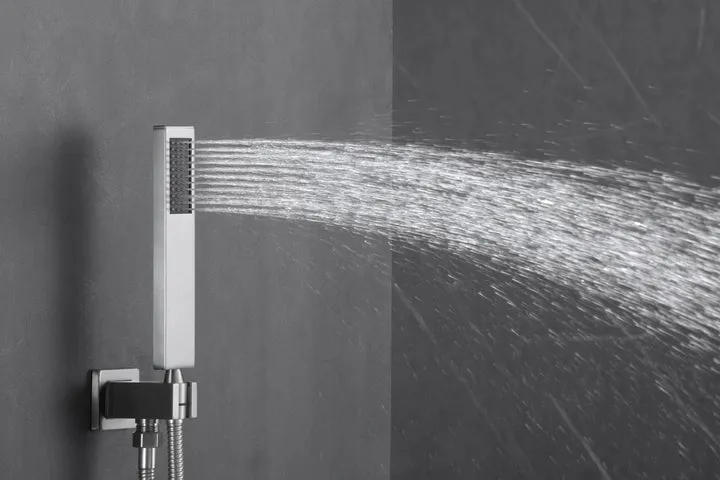 12-Inch Flush-Mount Brushed Nickel Thermostatic Shower Faucet:3-Way Control, 64-Color LED, Bluetooth Music, and Regular Head