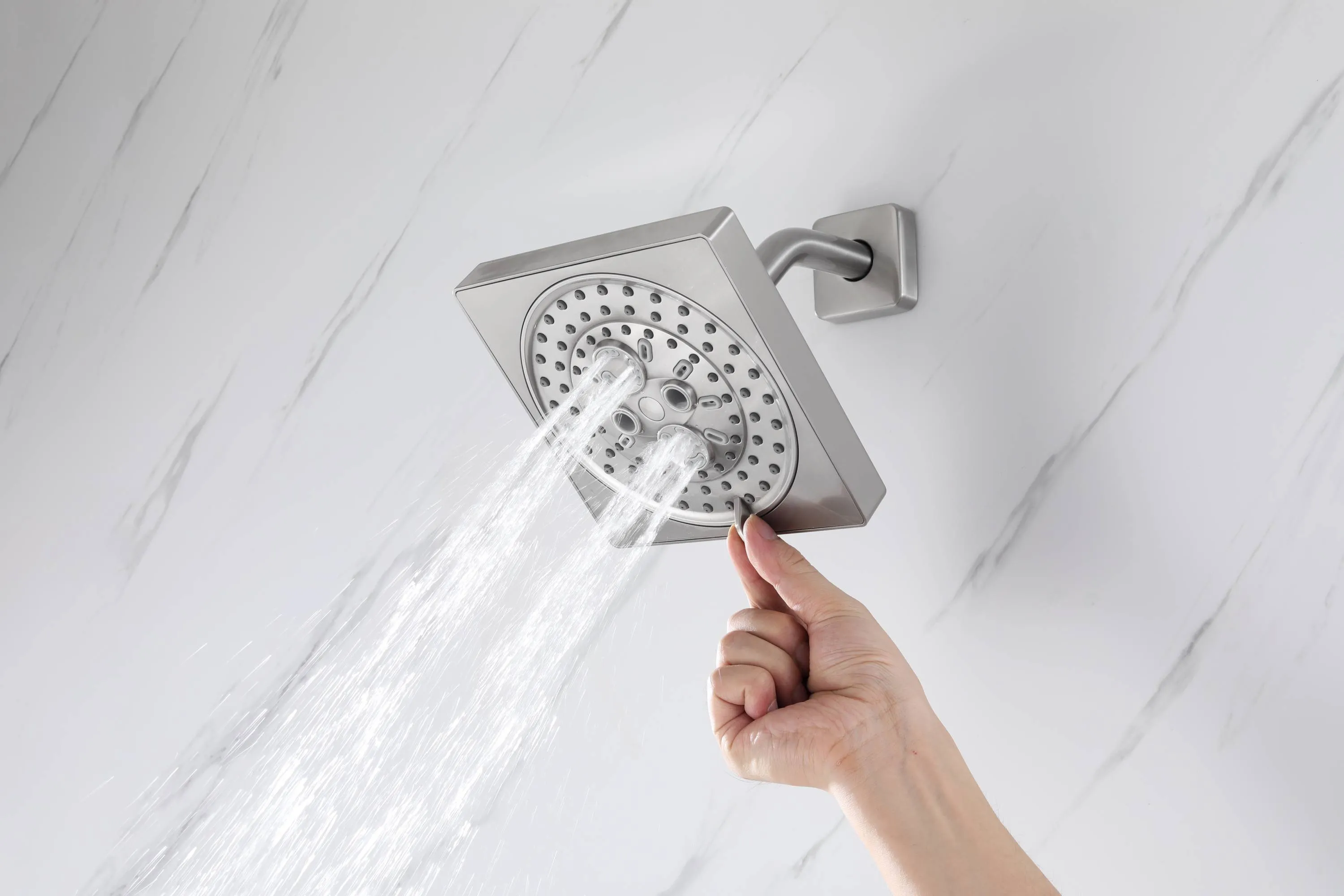 12-Inch Flush-Mount Brushed Nickel Thermostatic Shower Faucet:3-Way Control, 64-Color LED, Bluetooth Music, and Regular Head