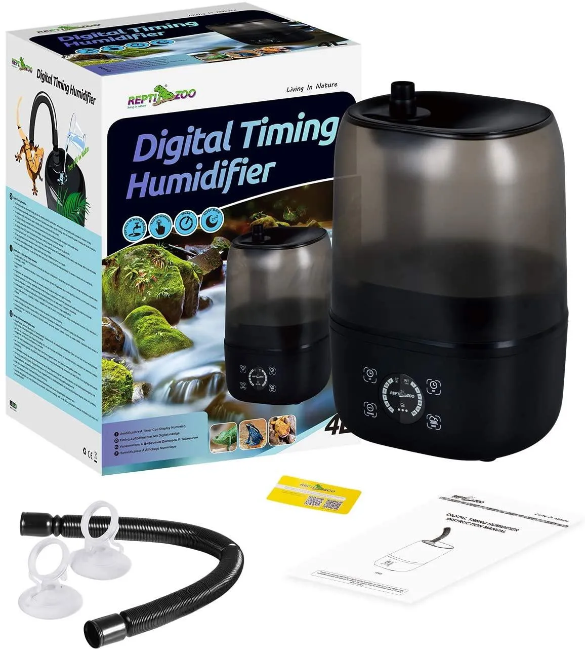 4L Reptile Fogger Mister for Reptile Terrariums， Humidifier Digital Tank Timing Terrarium Humidifier Smart Touch Screen Mister TF03