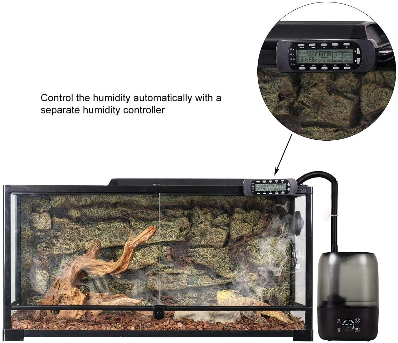 4L Reptile Fogger Mister for Reptile Terrariums， Humidifier Digital Tank Timing Terrarium Humidifier Smart Touch Screen Mister TF03