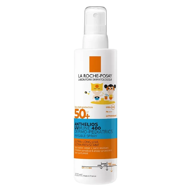 La Roche-Posay Anthelios UVMUNE 400 Dermo Pediatrics SPF50  Invisible Kids Sunscreen Spray For Face & Body 200ml